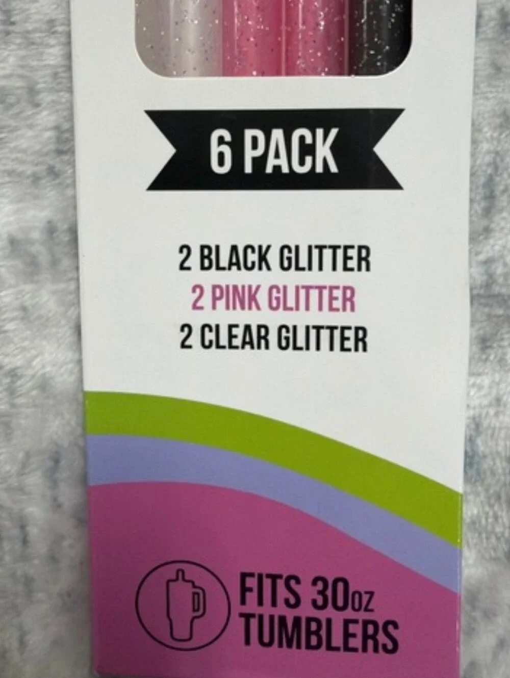 Char Charms NEW in BOX For 30oz Tumbler 6 Packs Reusable BPA Glitter Straws